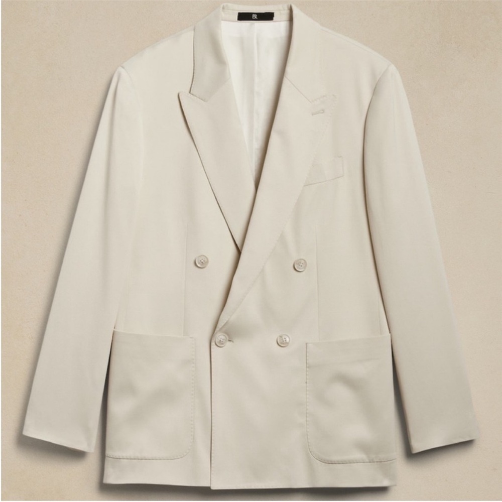 Banana Republic Alix Oversized Italian Satin Blazer - Size 0 Ivory